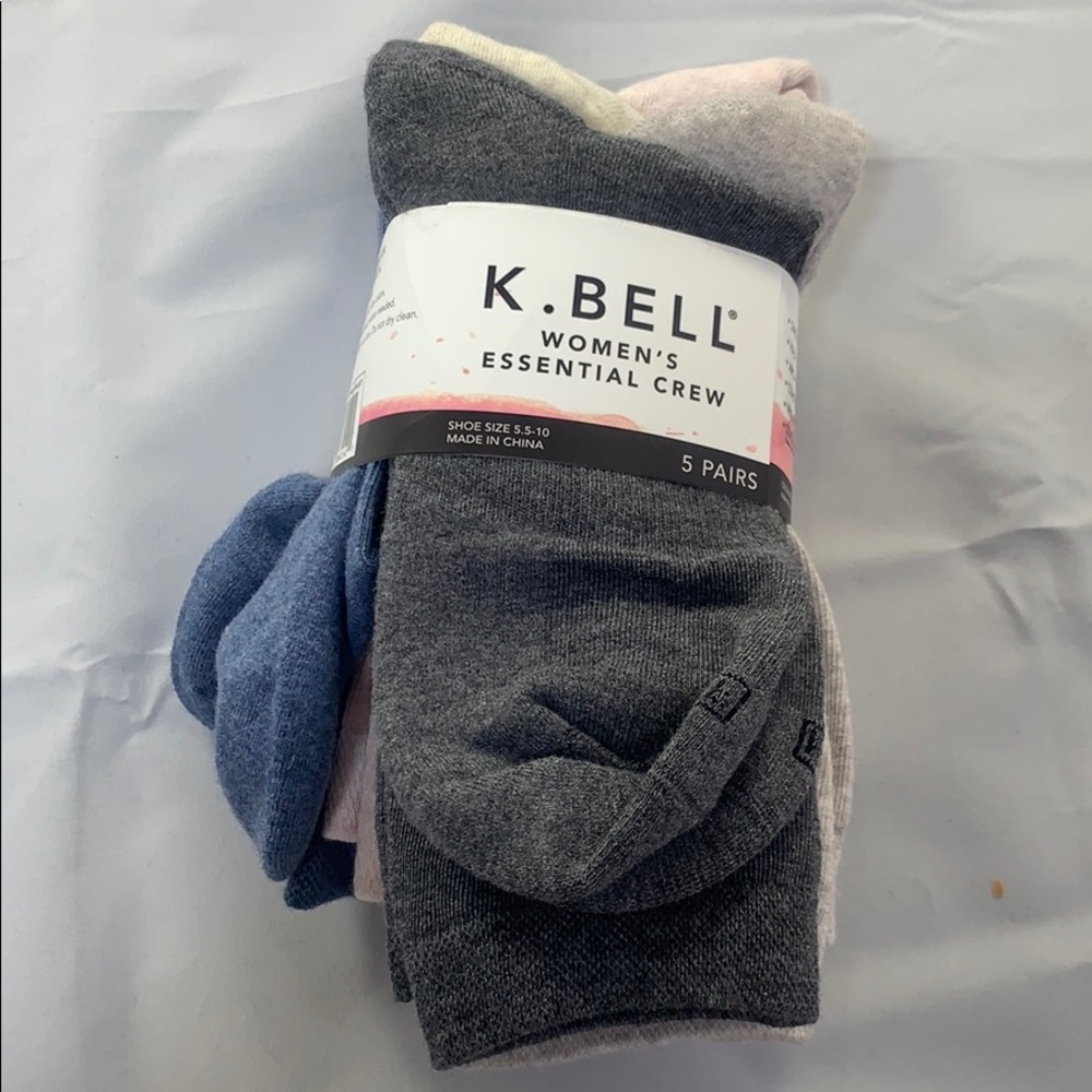 K.Bell Women’s essentials crew socks 5-pack - Picture 1 of 6